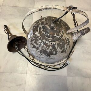 Rustic Metal Kettle Hanging Light Fixture